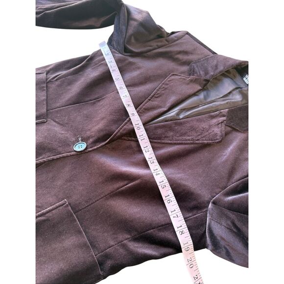 Vintage Briggs New York Chocolate Brown Velvet Velour Blazer Size 12 - Picture 7 of 10